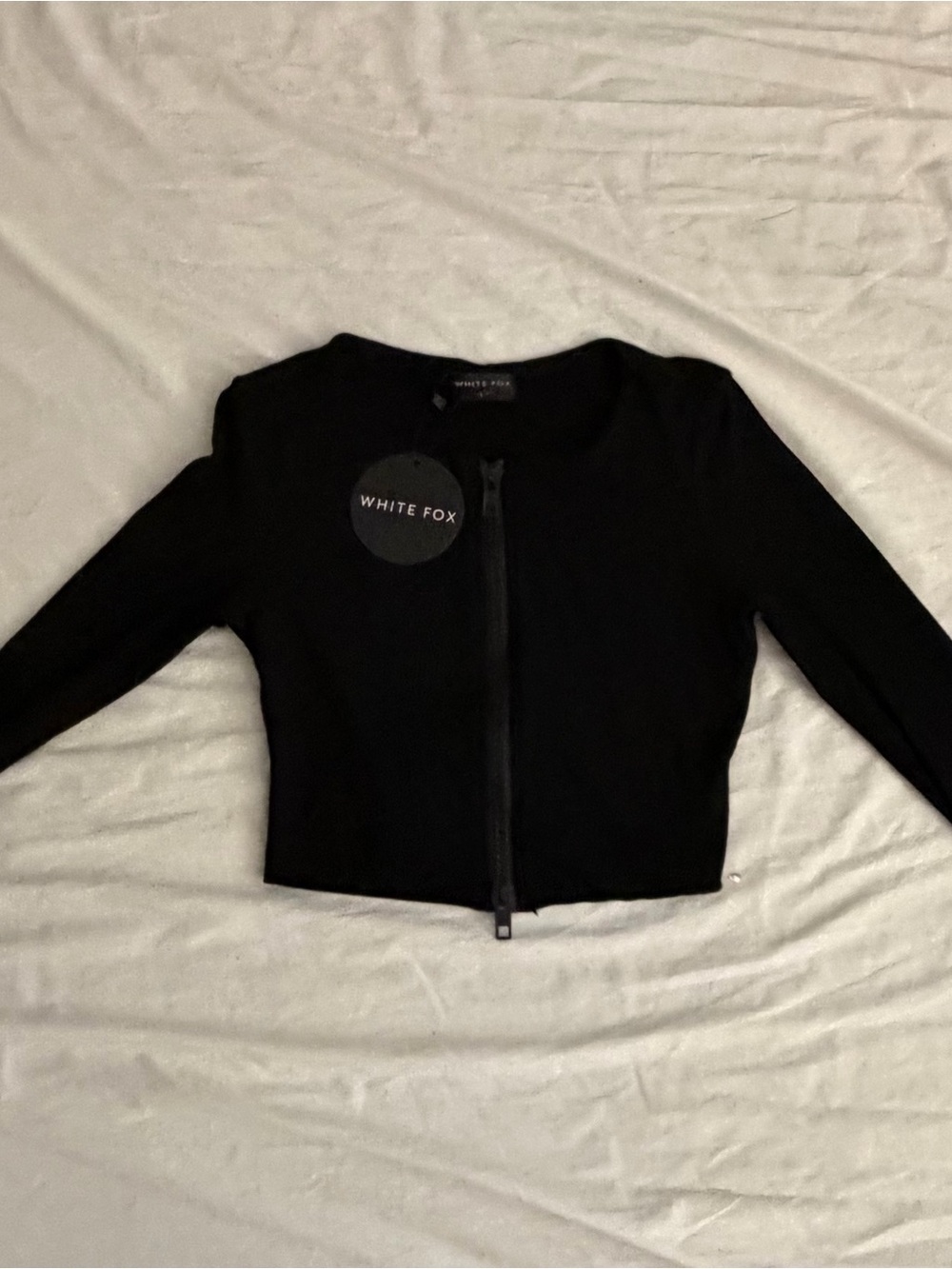 White Fox Boutique Black Cropped Zip Blazer Jacket